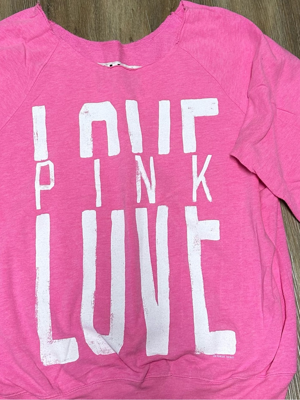 PINK Victoria's Secret Hot Pink Crewneck 'LOVE PINK' Graphic Sweatshirt